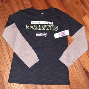 💙💚 Sz L Seattle Seahawks Kids Long Sleeve Tee